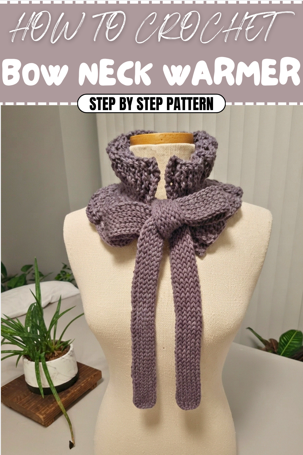 Free Crochet bow neck warmer