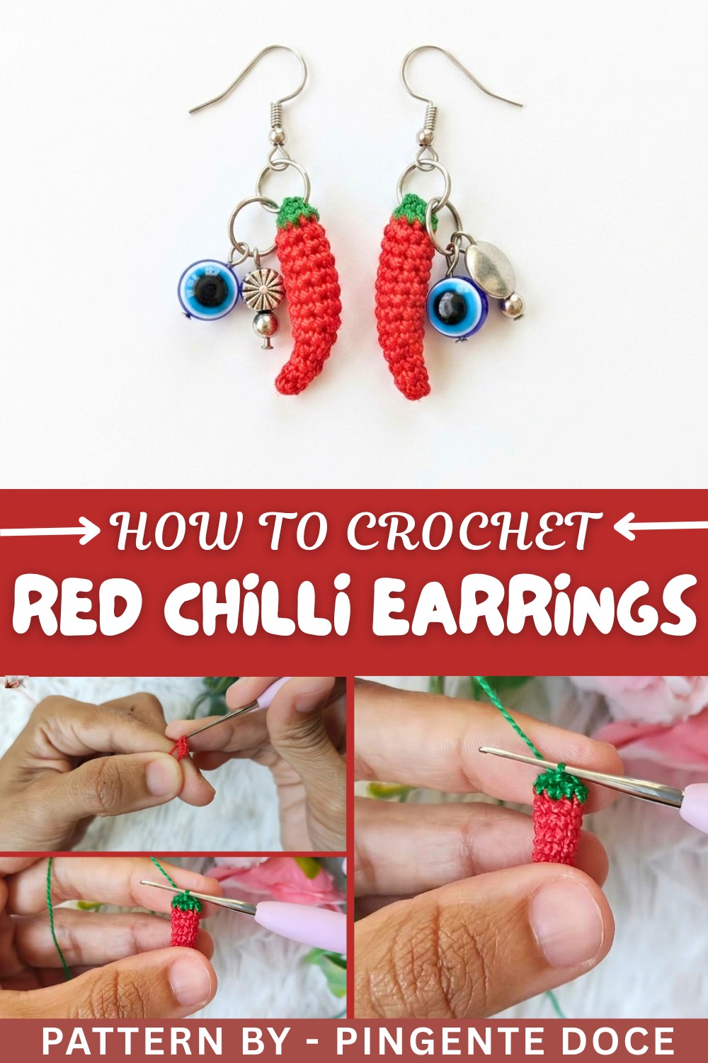 Crochet A Red Chilli Earrings Pattern (1)
