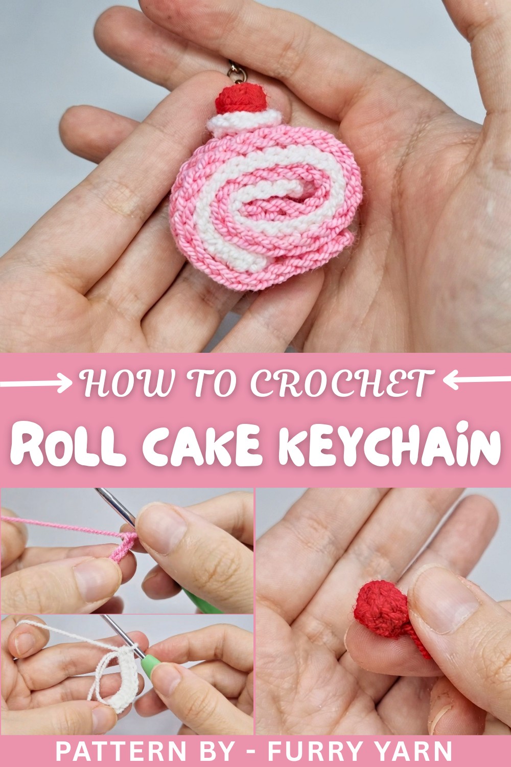 Crochet Roll Cake Keychain Pattern