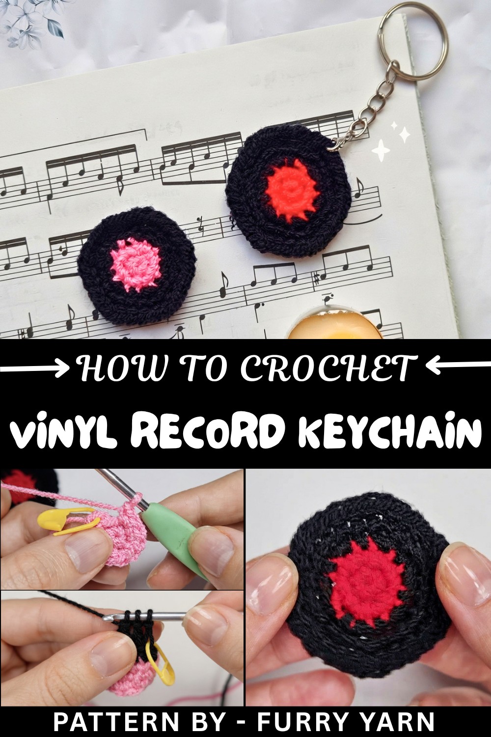Crochet Vinyl Record Keychain Pattern