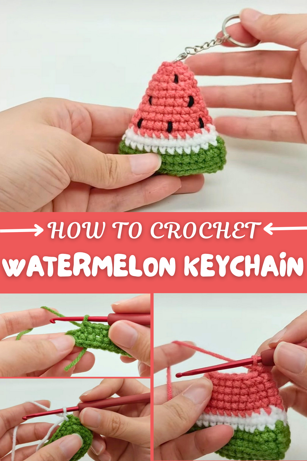 Crochet Watermelon Keychain