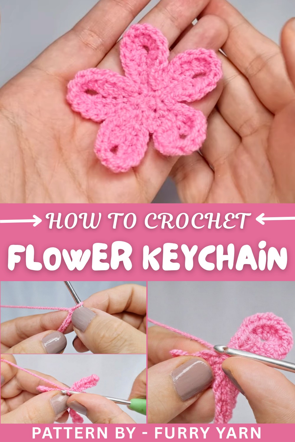Cute Crochet Flower Keychain Pattern