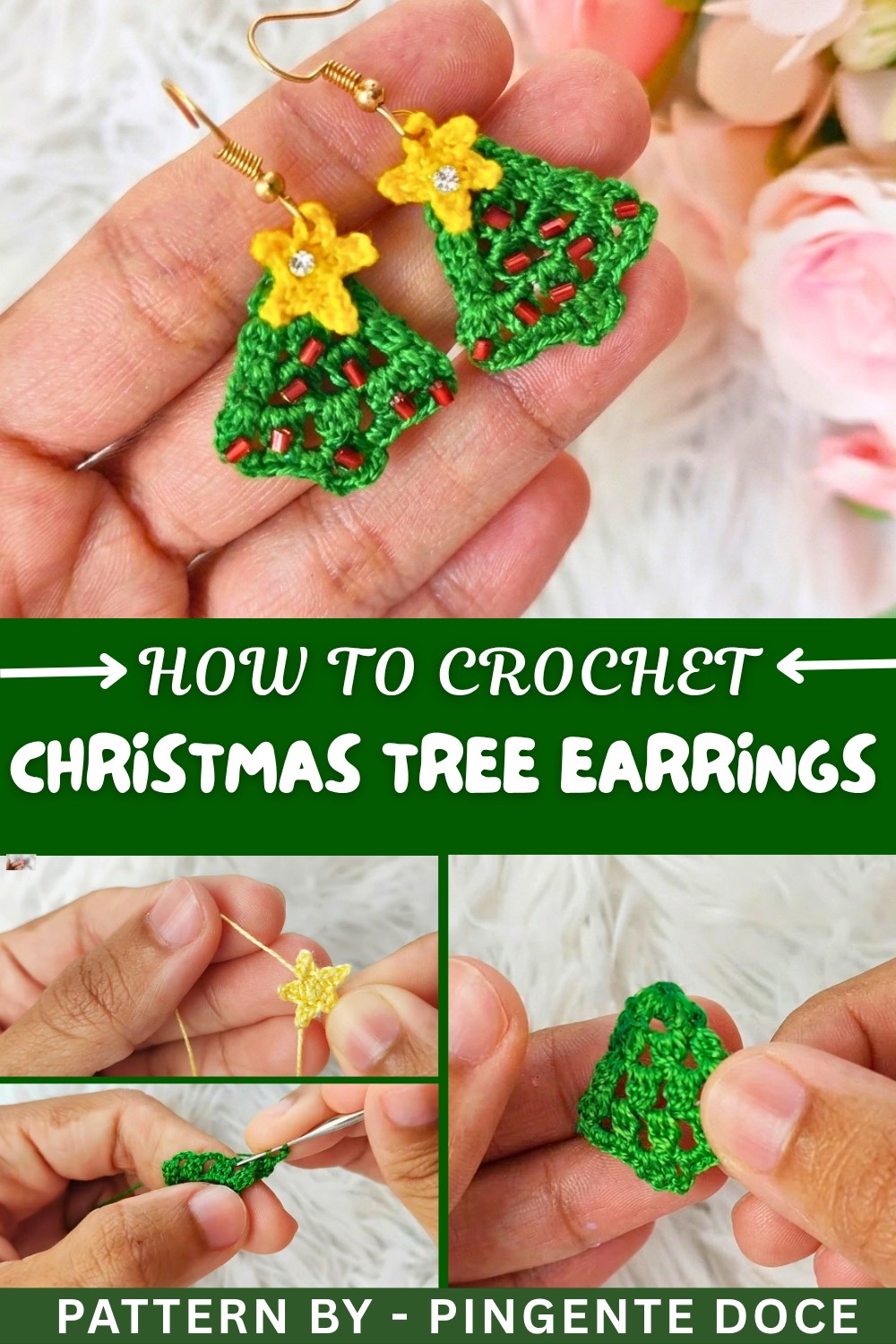 _Easy Crochet Christmas Tree Earring Pattern