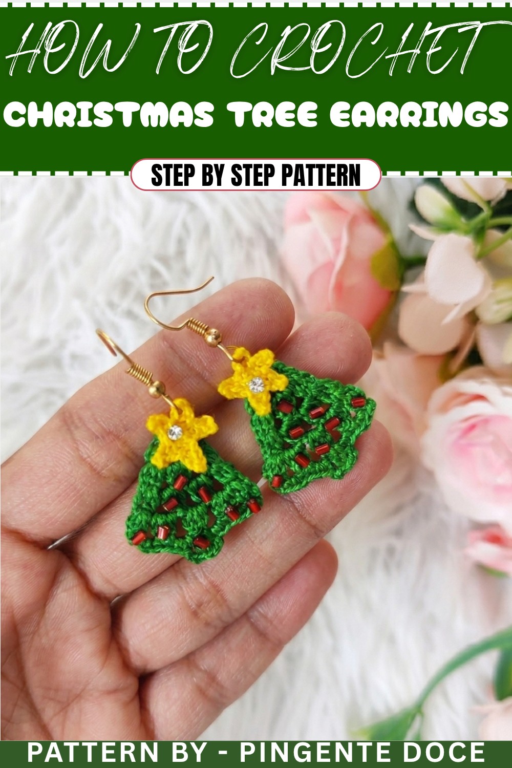Easy Crochet Christmas Tree Earring Pattern