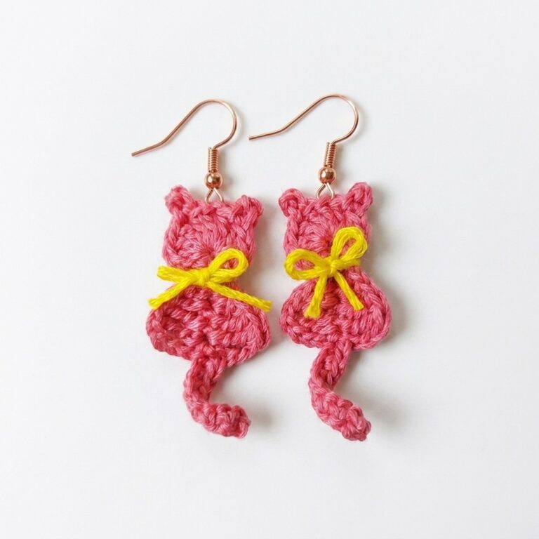 Easy Crochet Dangle Cat Earrings – Free Pattern (7)