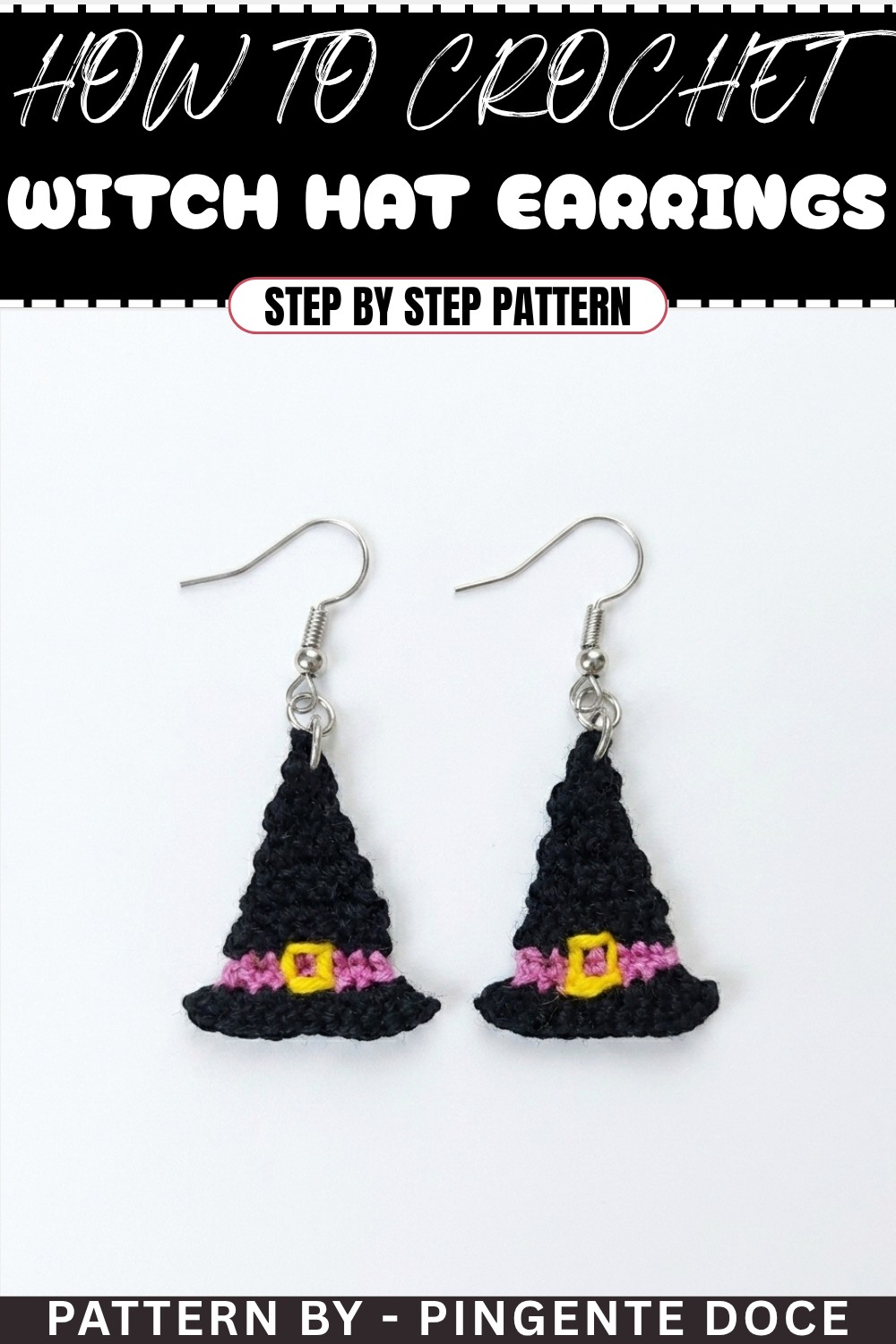 Easy Crochet Witch Hat Earrings Pattern