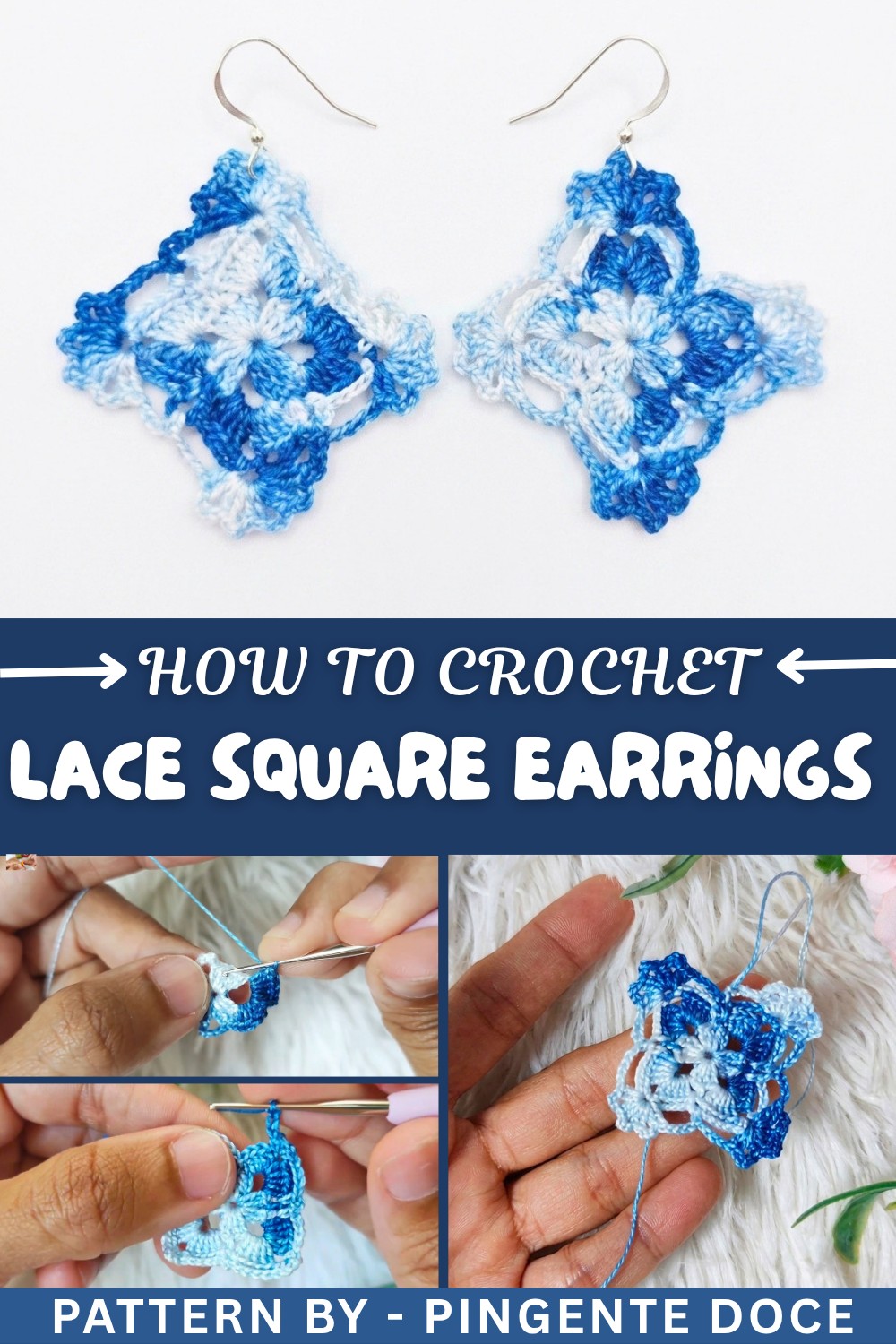 Easy To Crochet Lace Square Earrings (1)