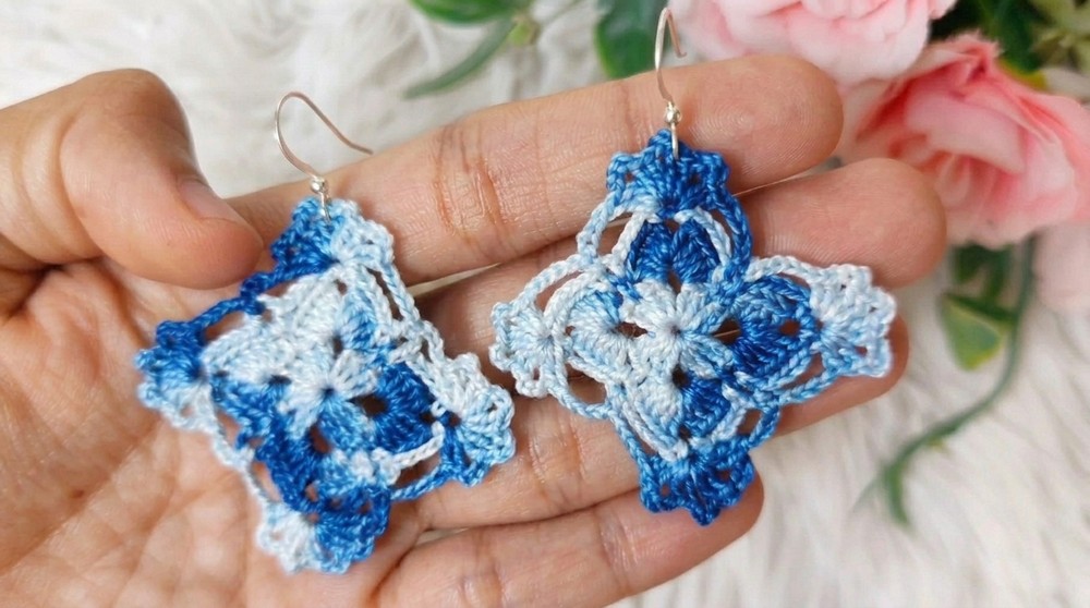 Easy To Crochet Lace Square Earrings (5)