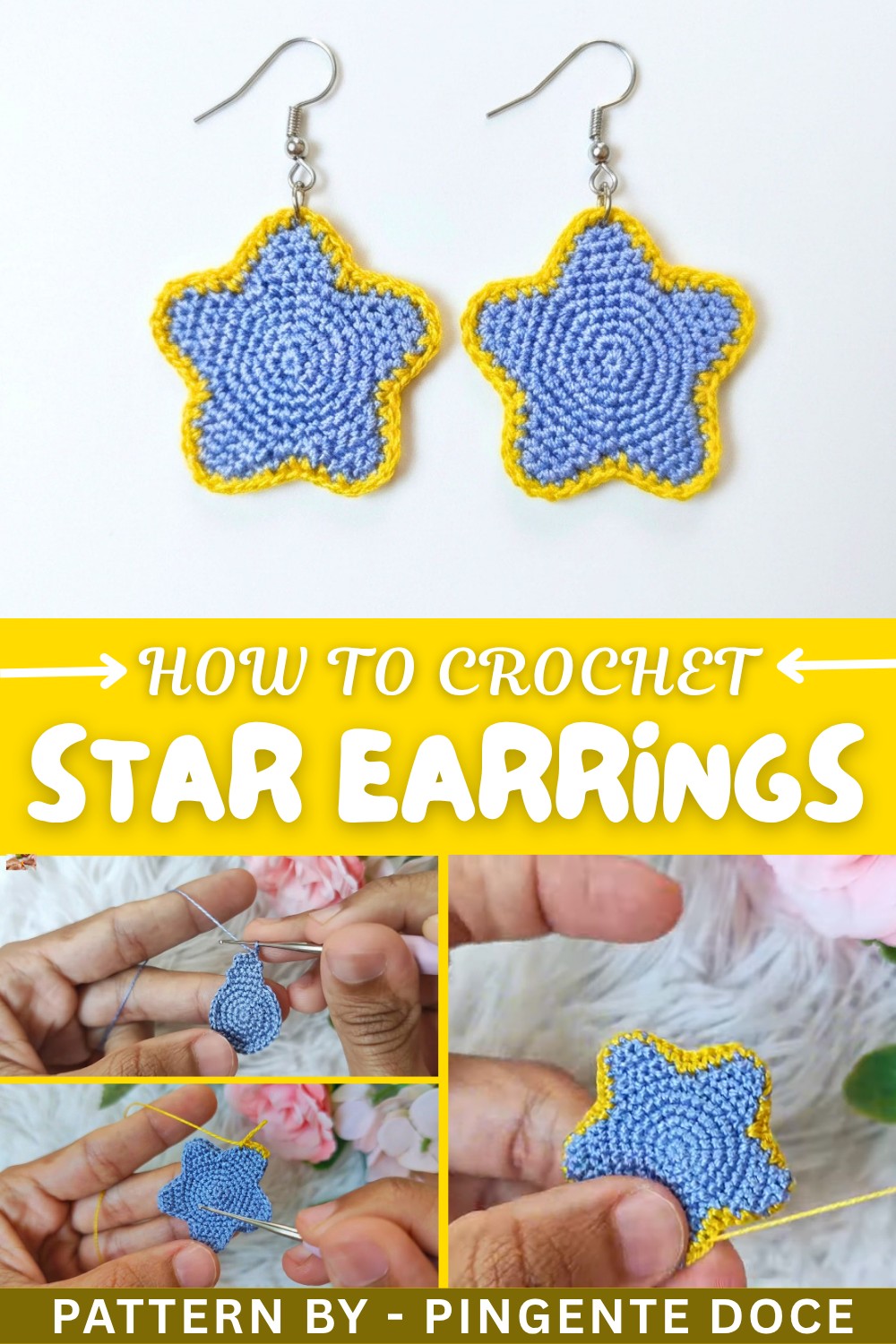 Easy To Crochet Star Earrings