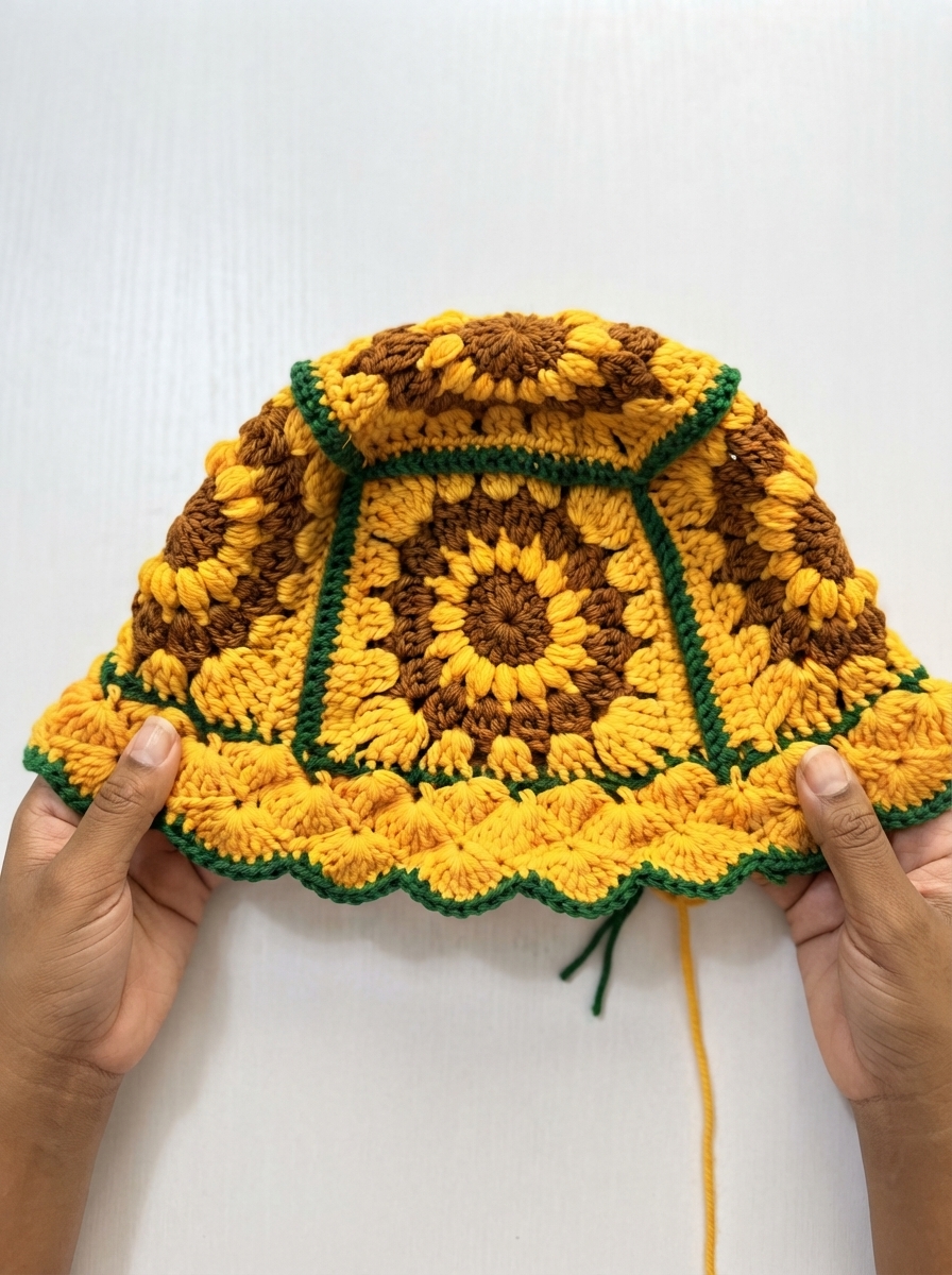 Crochet Sunflower Bucket Hat