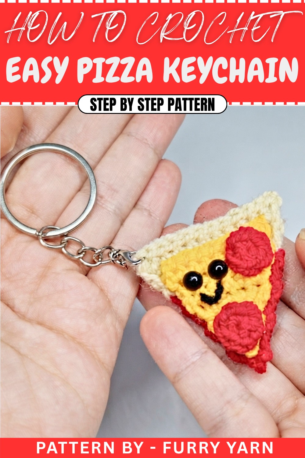 Free Crochet Pizza Keychain Pattern
