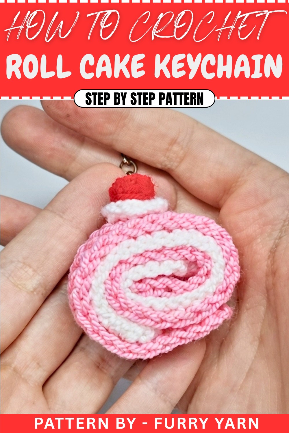 Free Crochet Roll Cake Keychain Pattern