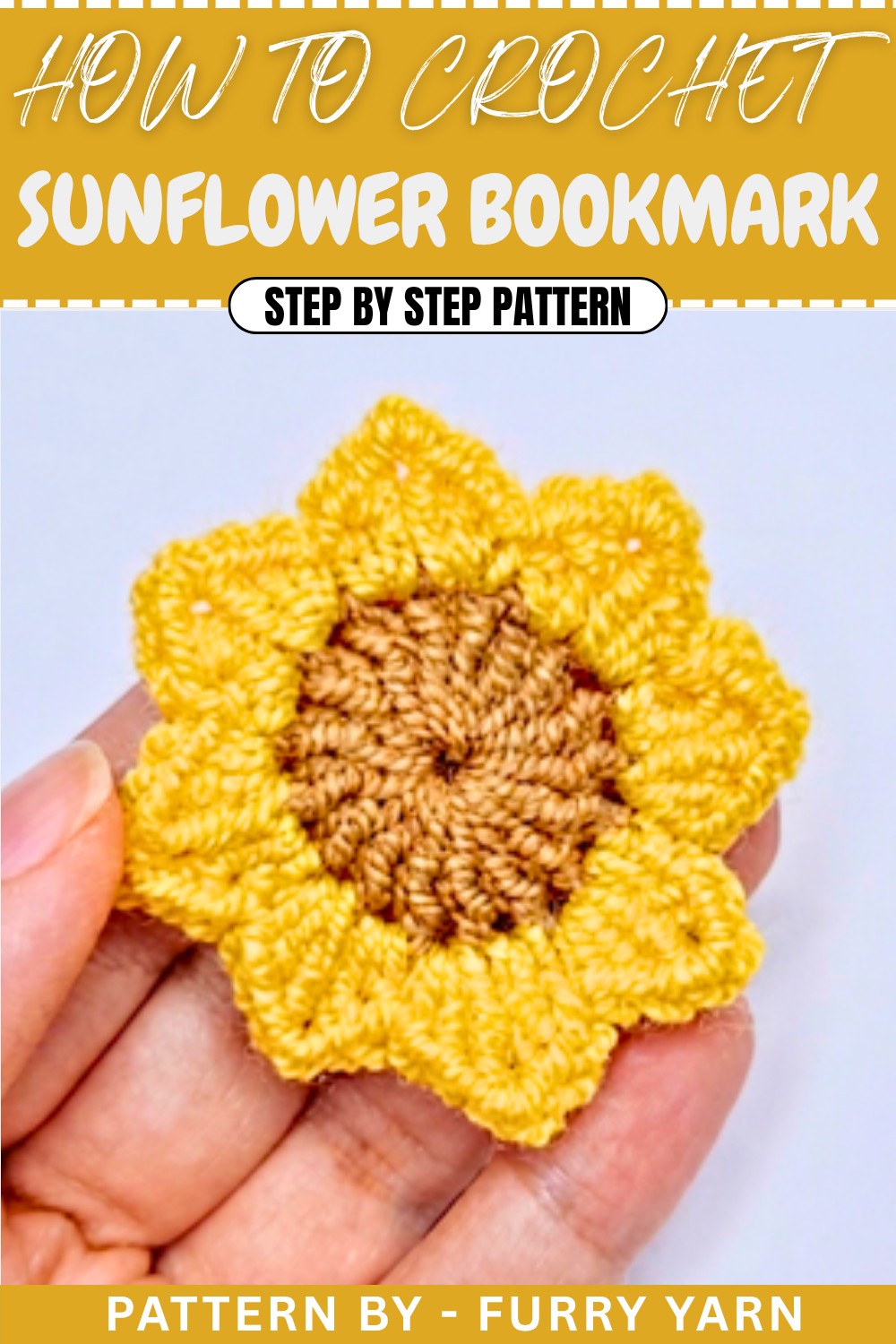 Free Crochet Sunflower Bookmark Pattern