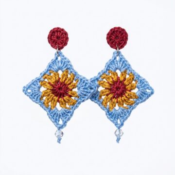 How To Crochet A Granny Squqre Earrings (1)