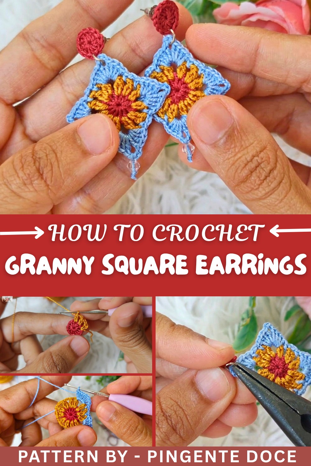 How To Crochet A Granny Squqre Earrings