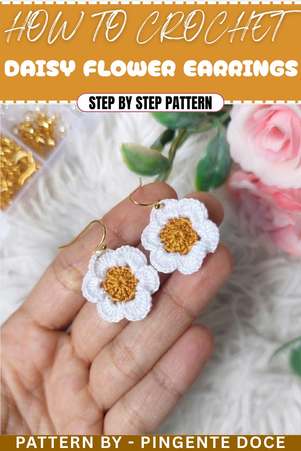 How To Crochet Daisy Flower Earrings (1)