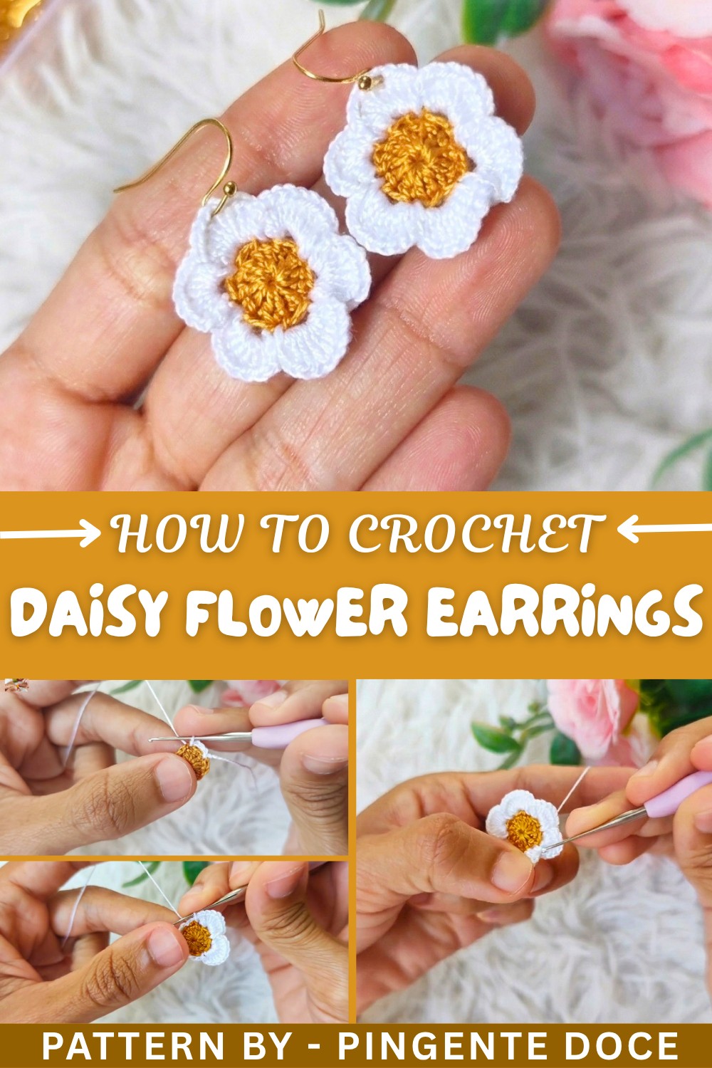 How To Crochet Daisy Flower Earrings