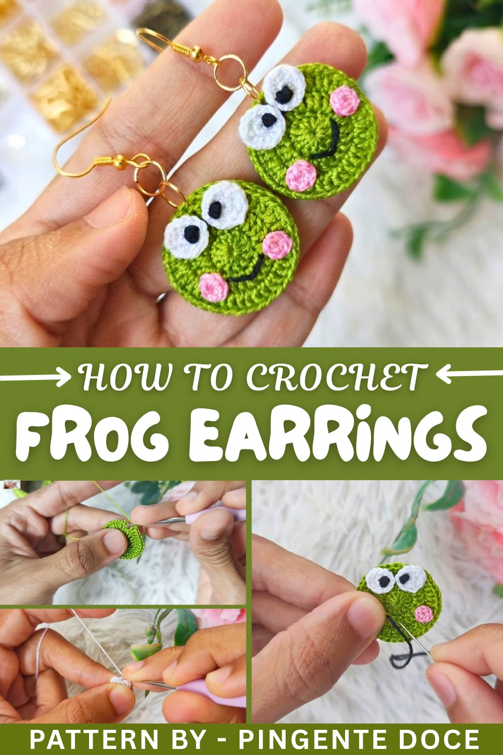 How To Crochet Frog Earrings (1)