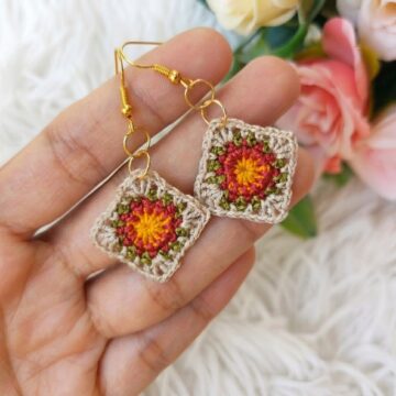 How To Crochet Granny Square Earrings Pattern