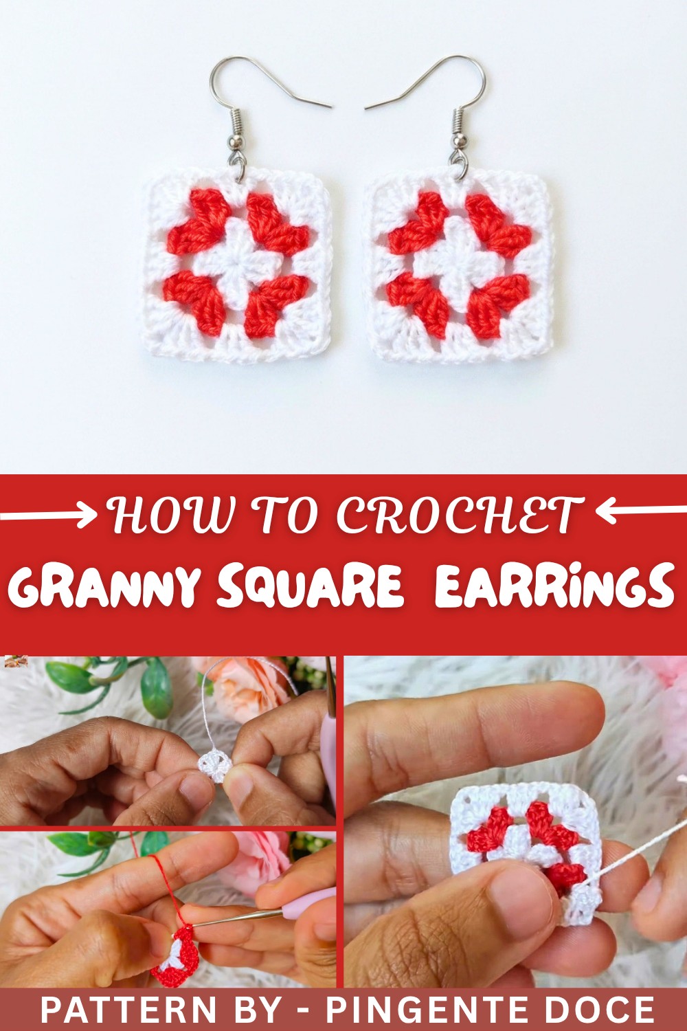 How To Crochet Granny square Earrings (1)