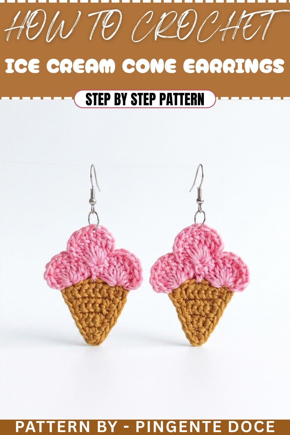 How To Crochet Ice Cream Cone Earrings (1)