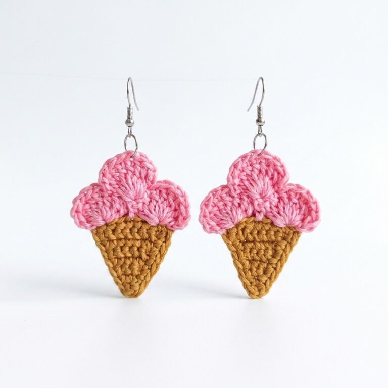 How To Crochet Ice Cream Cone Earrings (8)