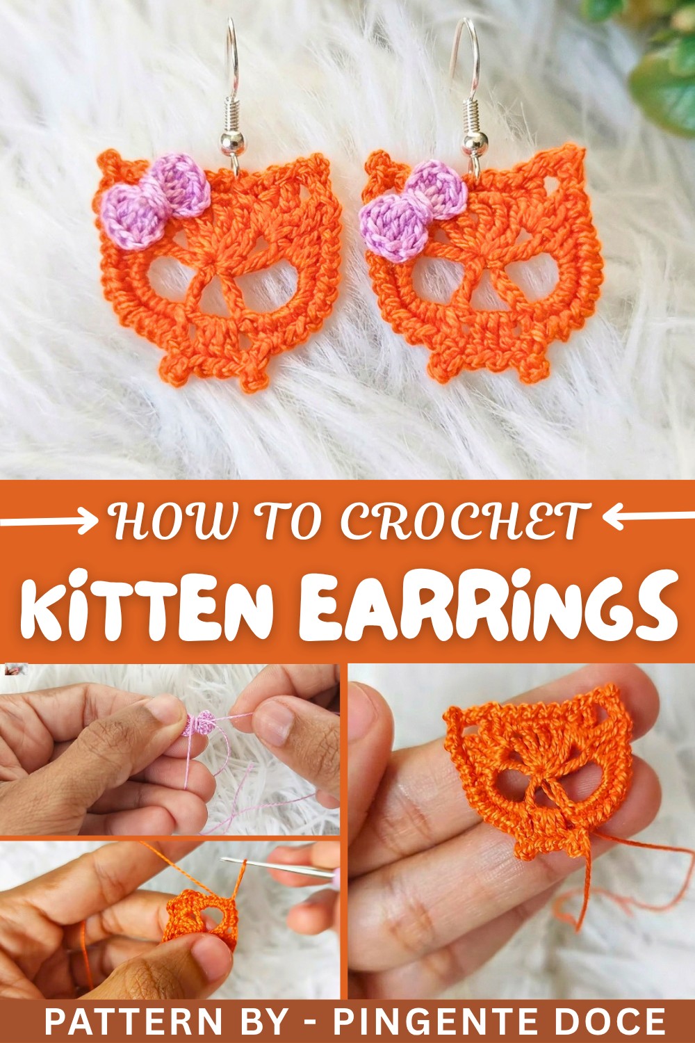 How To Crochet Kitten Earrings