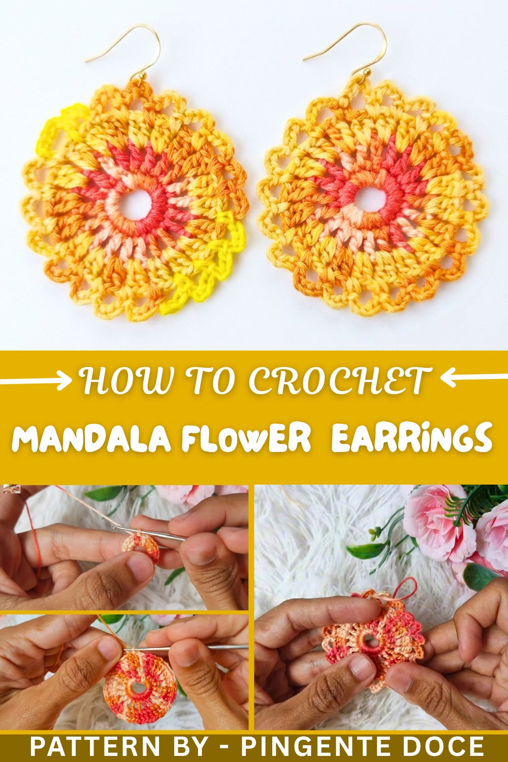 How To Crochet Mandala flower Earrings