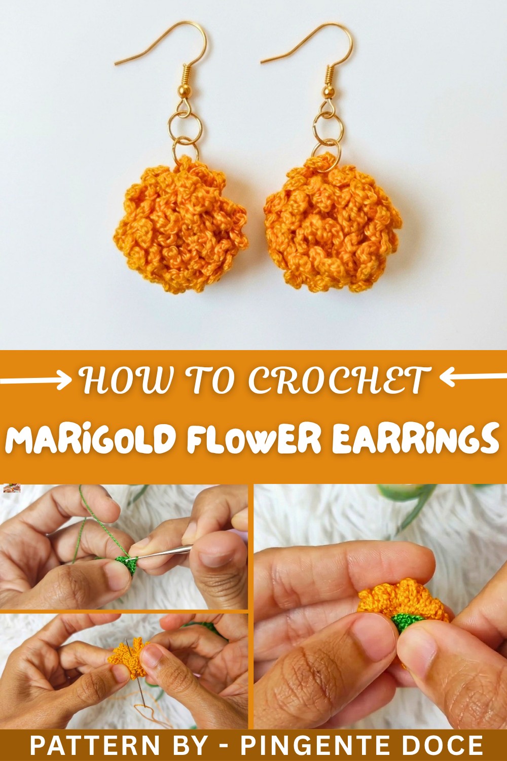 How To Crochet Marigold Flower Earrings (1)