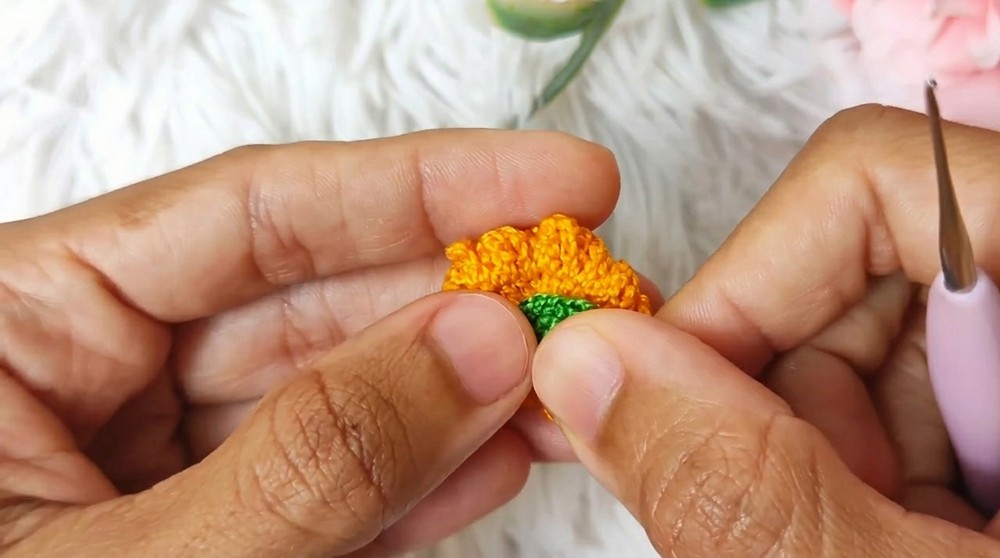 How To Crochet Marigold Flower Earrings (10)