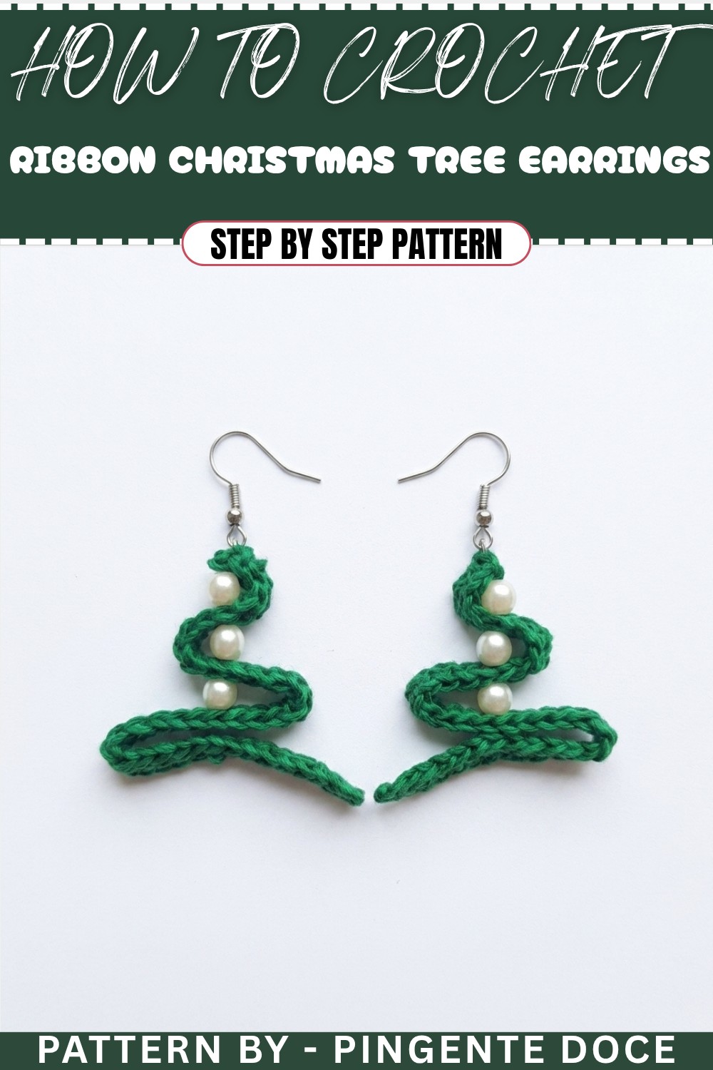 How To Crochet Ribbon Christmas Tree Earrings