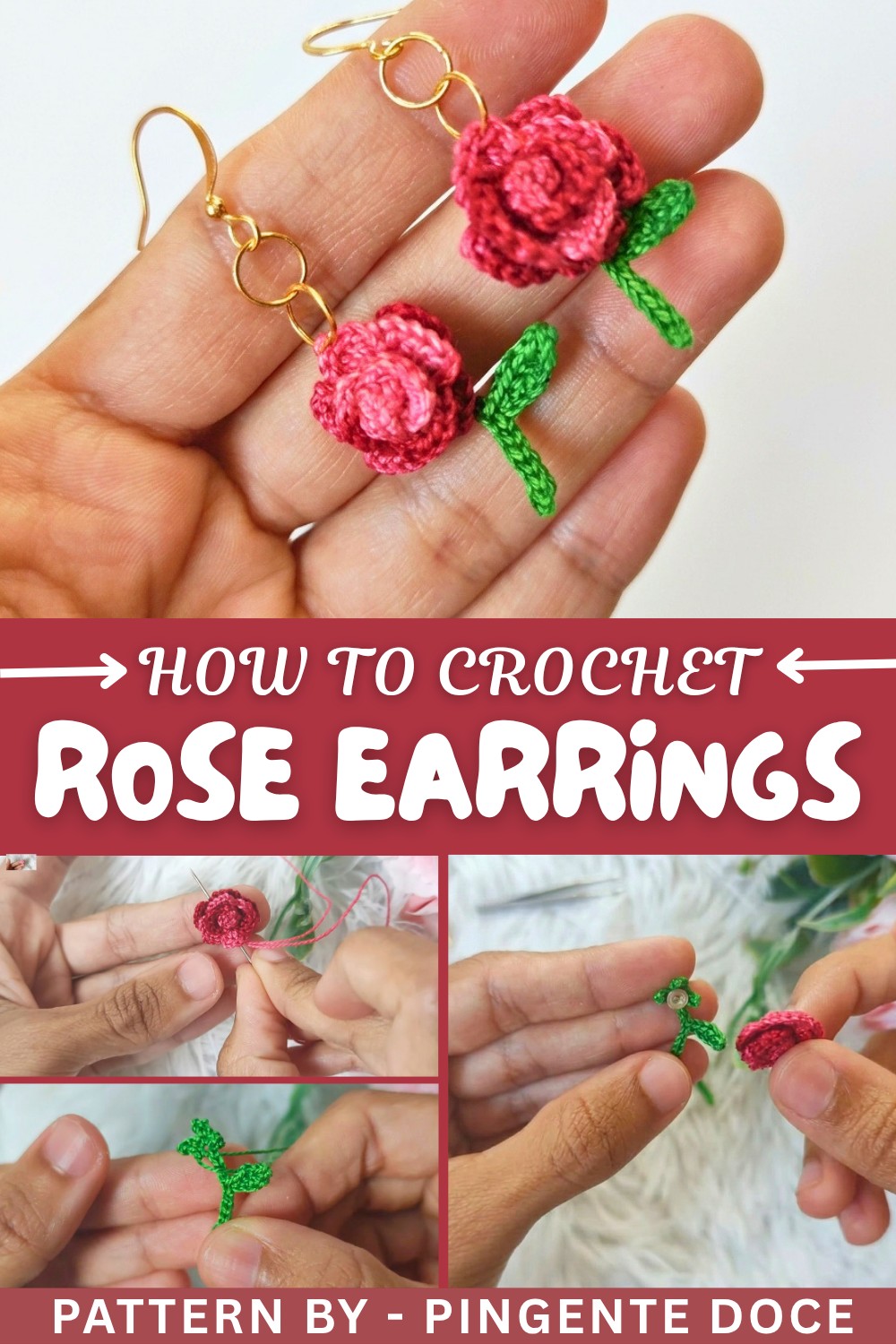 How To Crochet Rose Earrings (1)