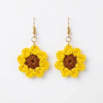 How To Crochet Sunflower Earrings (1)