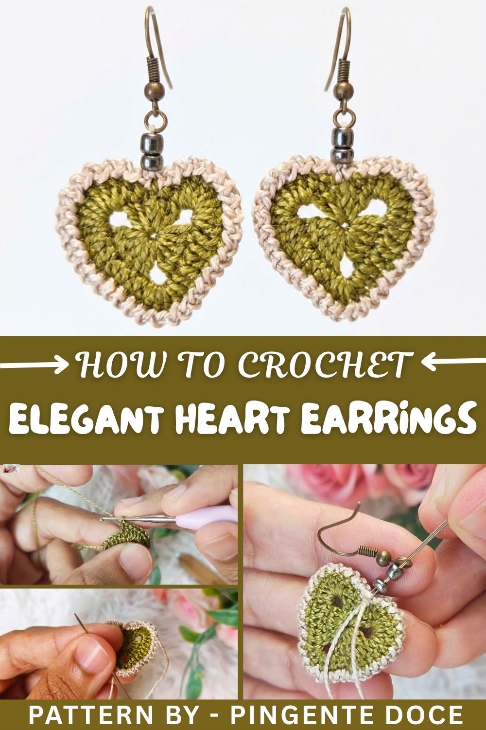 How To Crochet Super Elegant Heart Earrings (1)