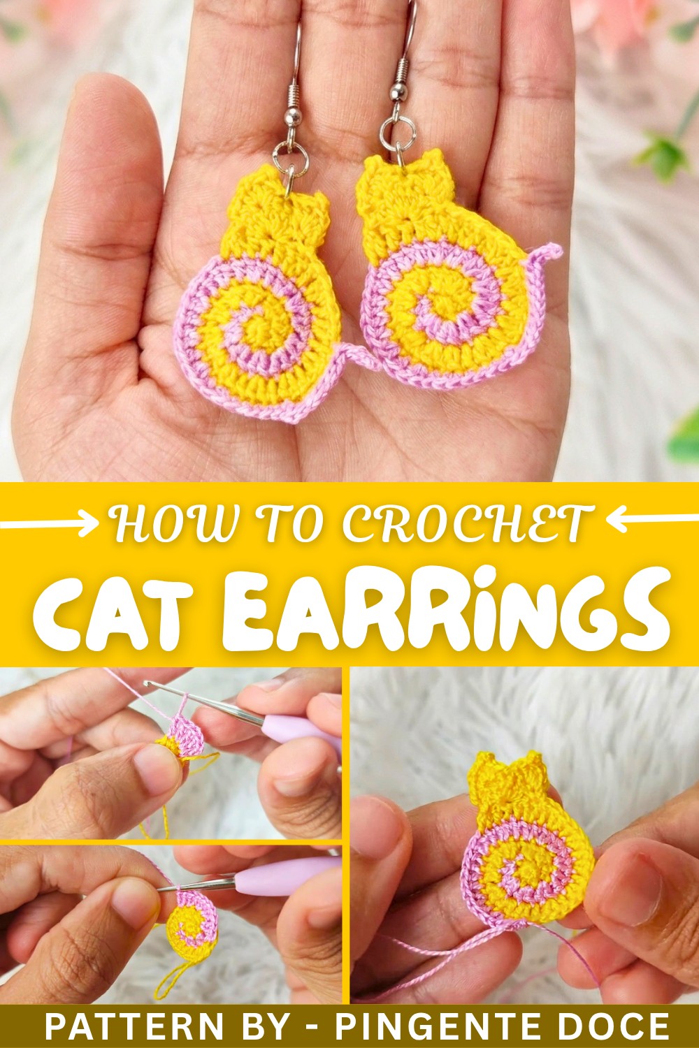 How to Crochet Cat Earrings – Easy Pattern (1)