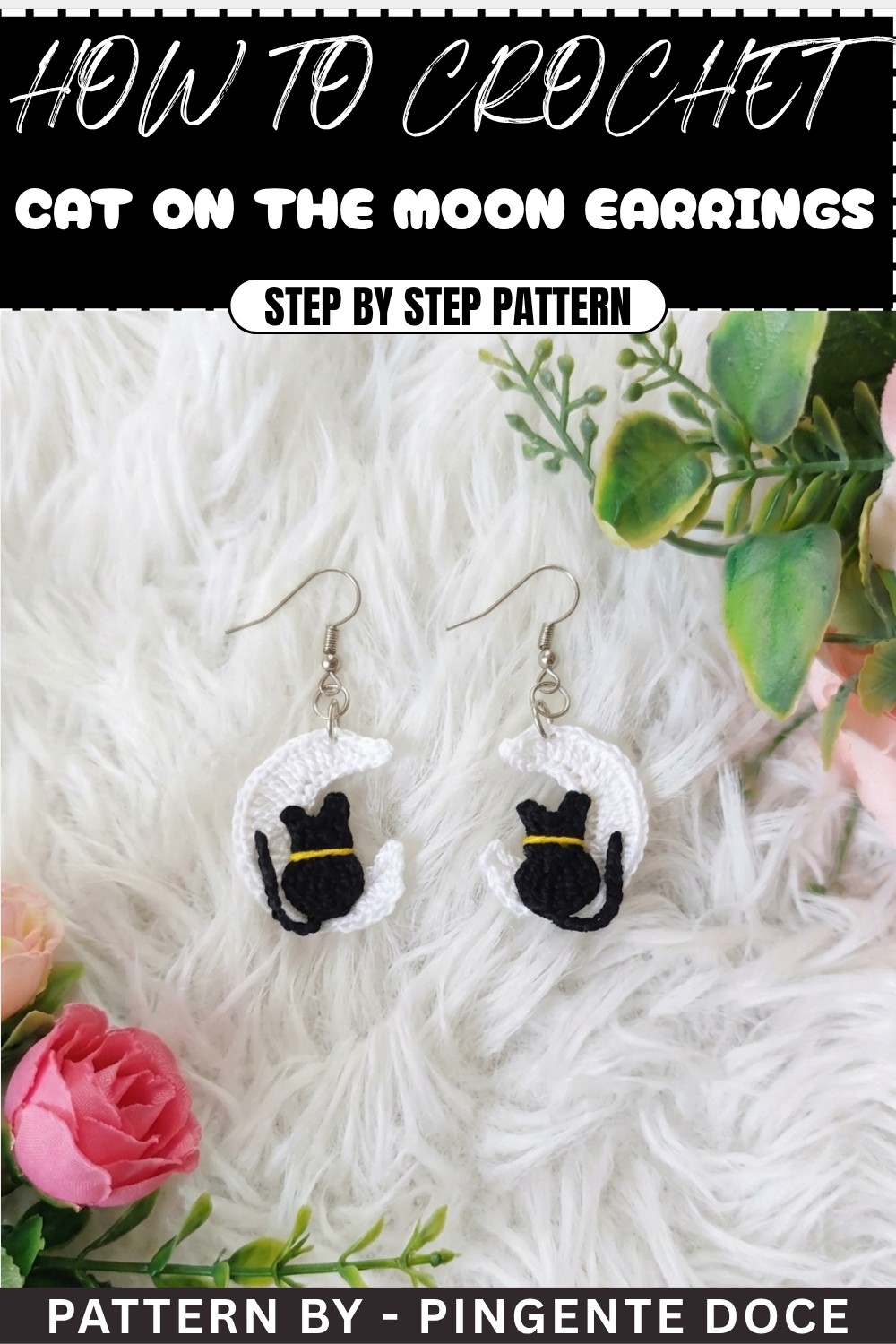How to Crochet Cat on the Moon Earrings (1)