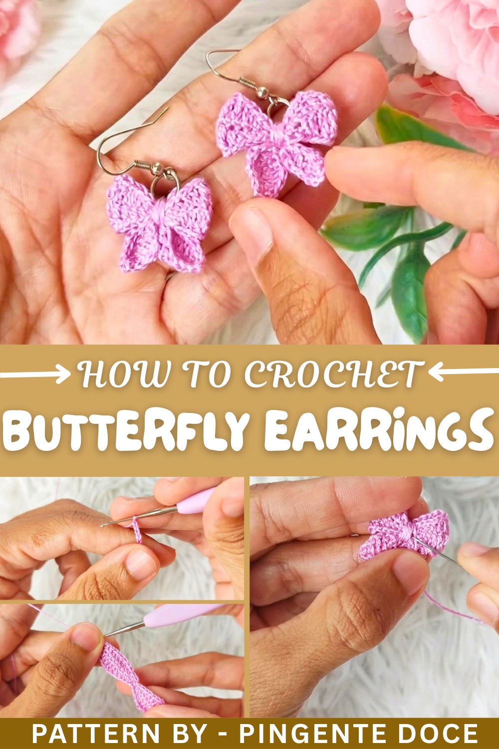 How to Crochet Cute Butterfly Earrings Pattern