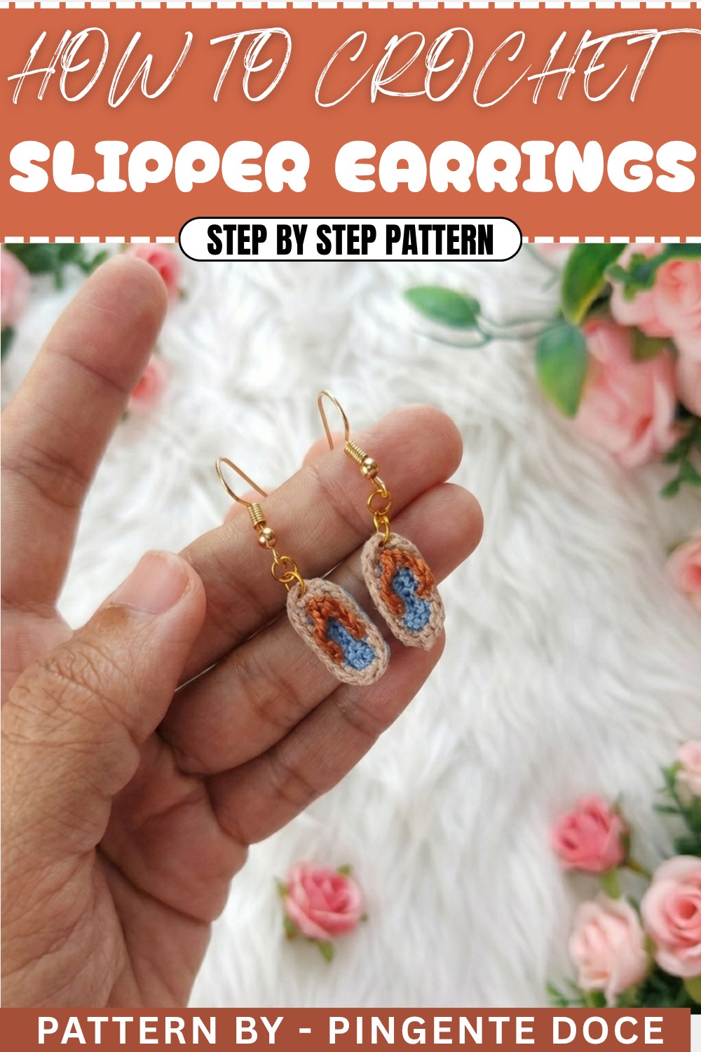 How to Crochet Cute Slipper Earrings Pattern