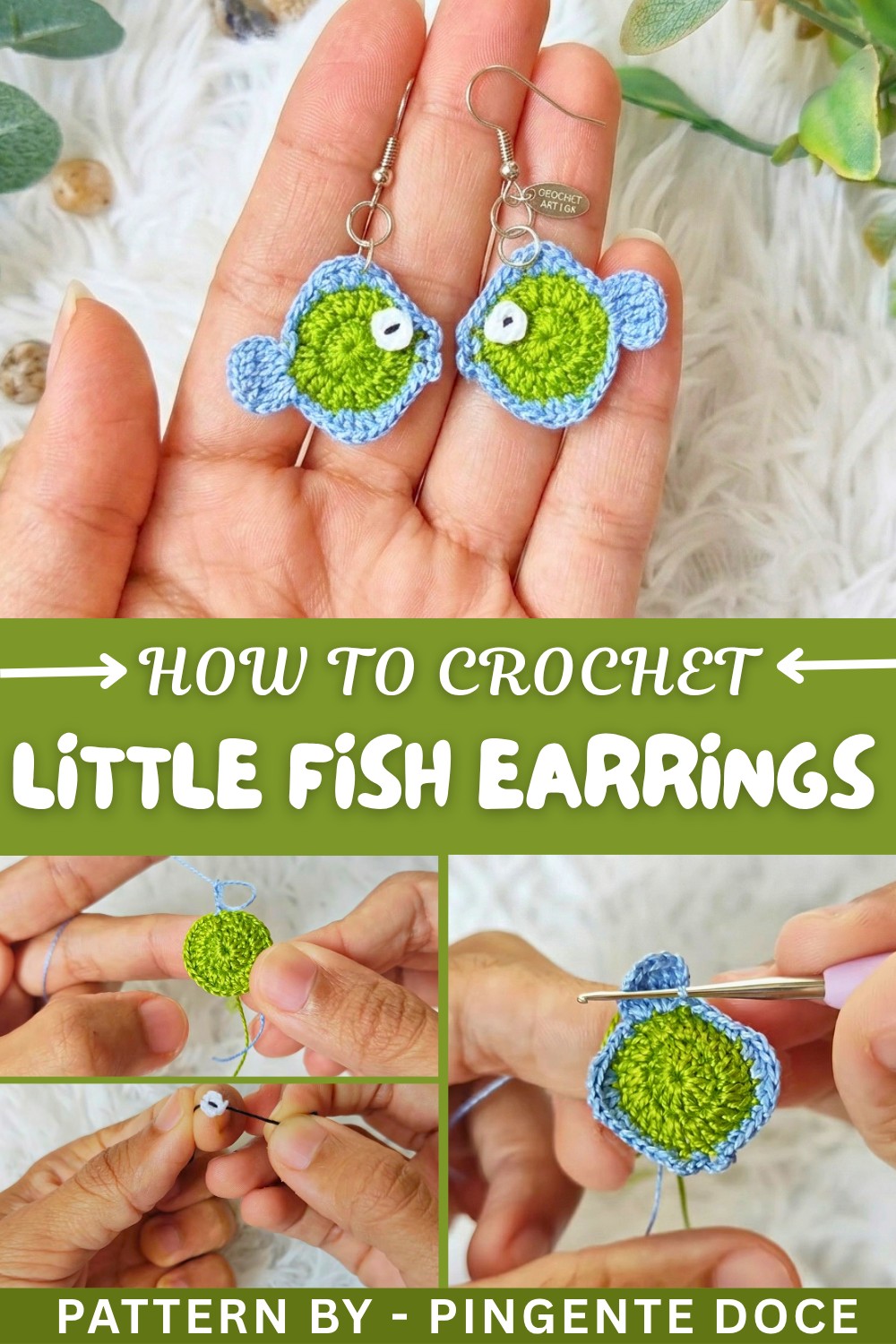 How to Crochet Little FIsh Earrings