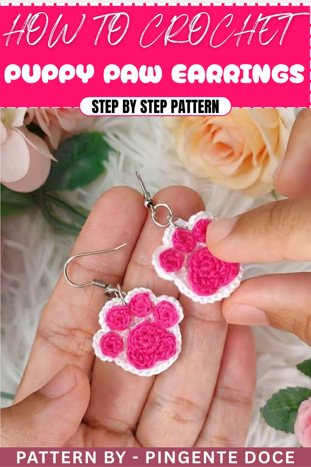 How to Crochet Puppy Paw Earrings