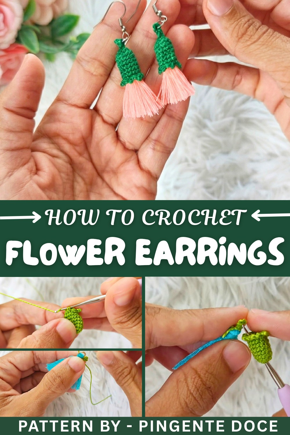 How to Crochet flower Earrings – Easy Pattern