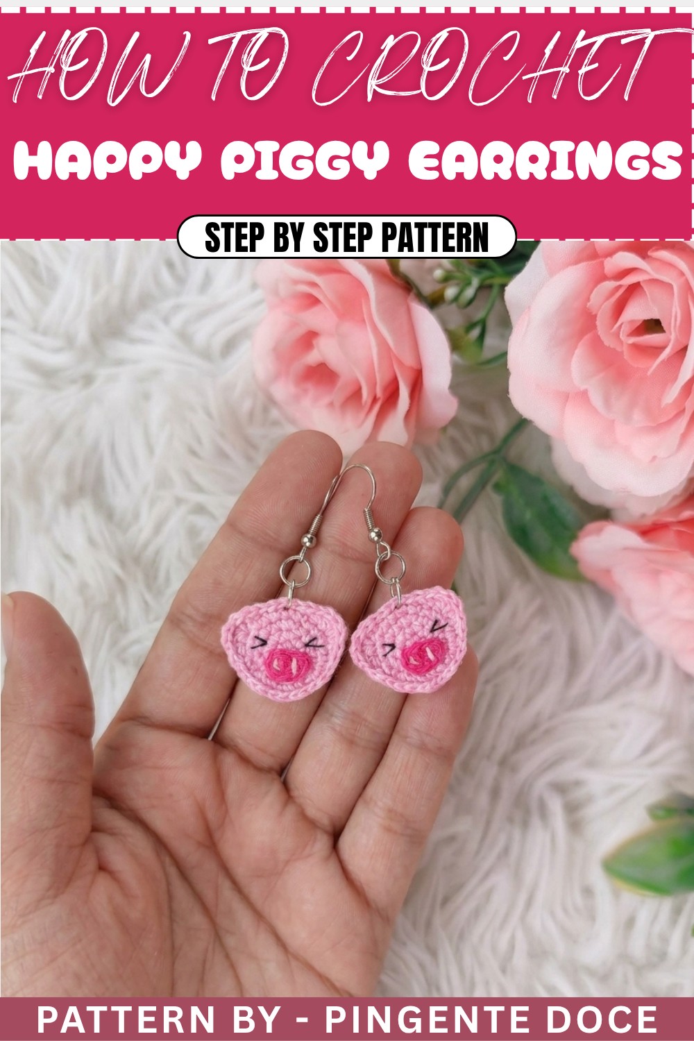 How to Crochet happy piggy Earrings Pattern (1)