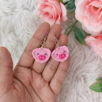How to Crochet happy piggy Earrings Pattern (4)