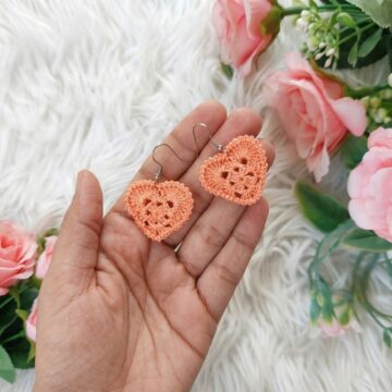 Quick & Easy Crochet Heart Earring Pattern