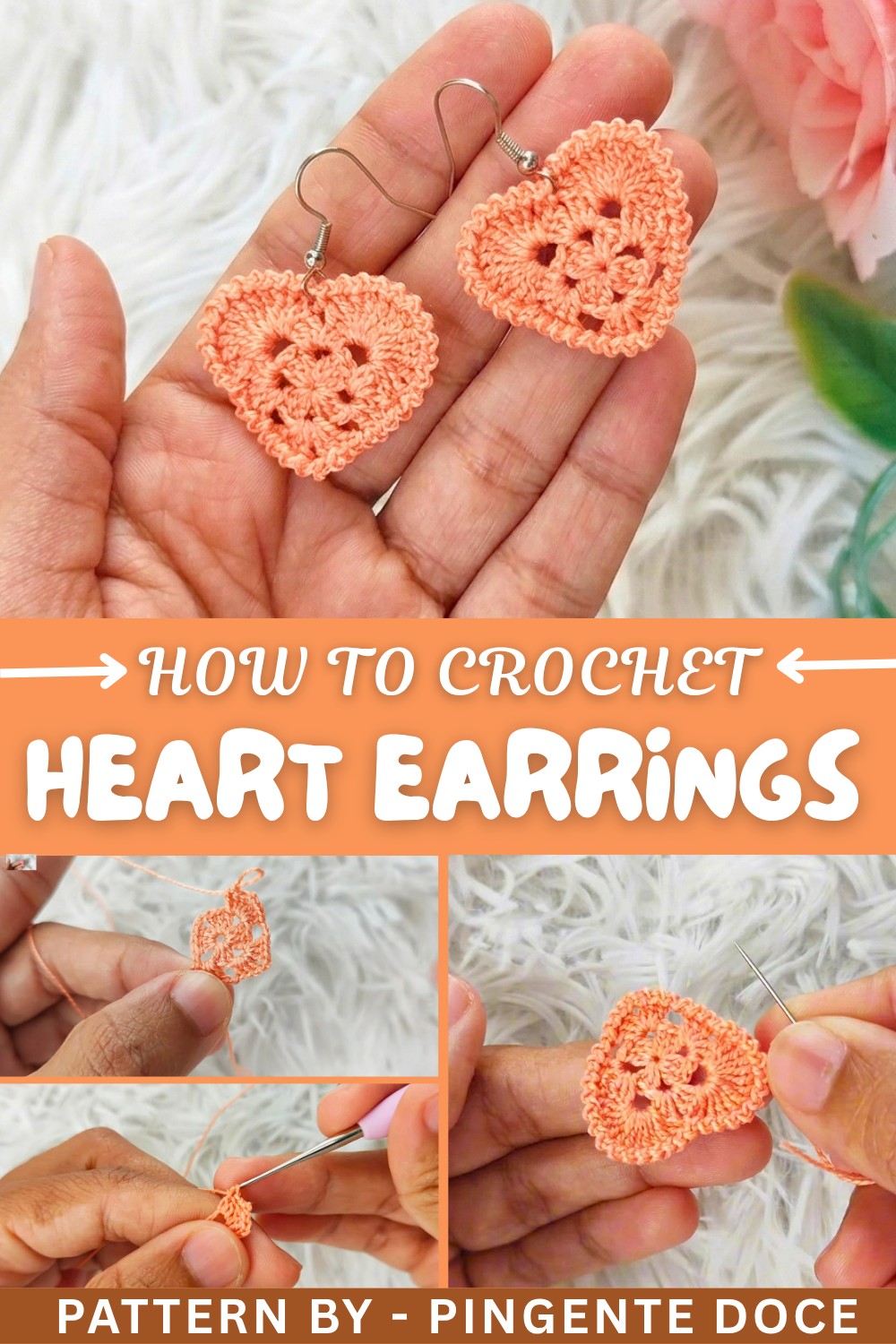 Quick & Easy Crochet Heart Earring Pattern