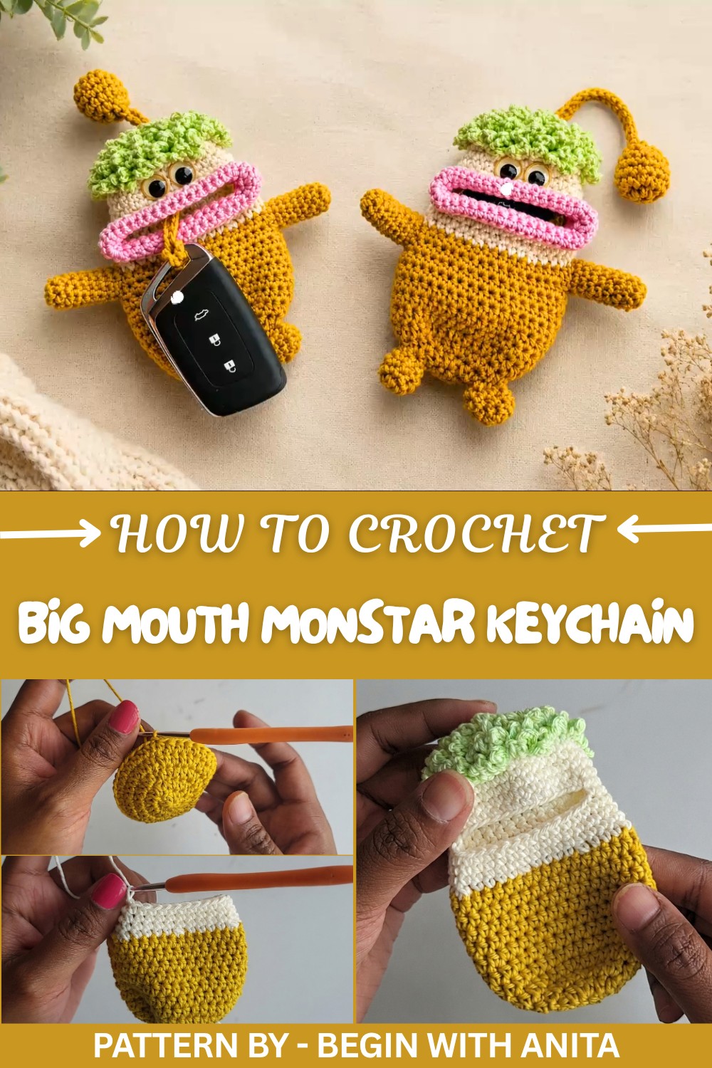 Crochet Big Mouth Monster Keychain Pattern