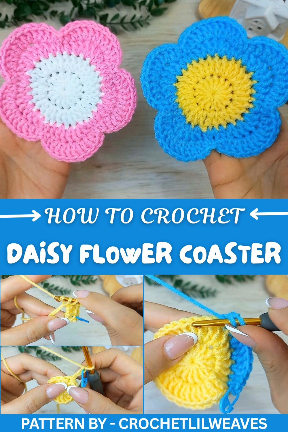 Crochet Daisy Flower Coaster Pattern