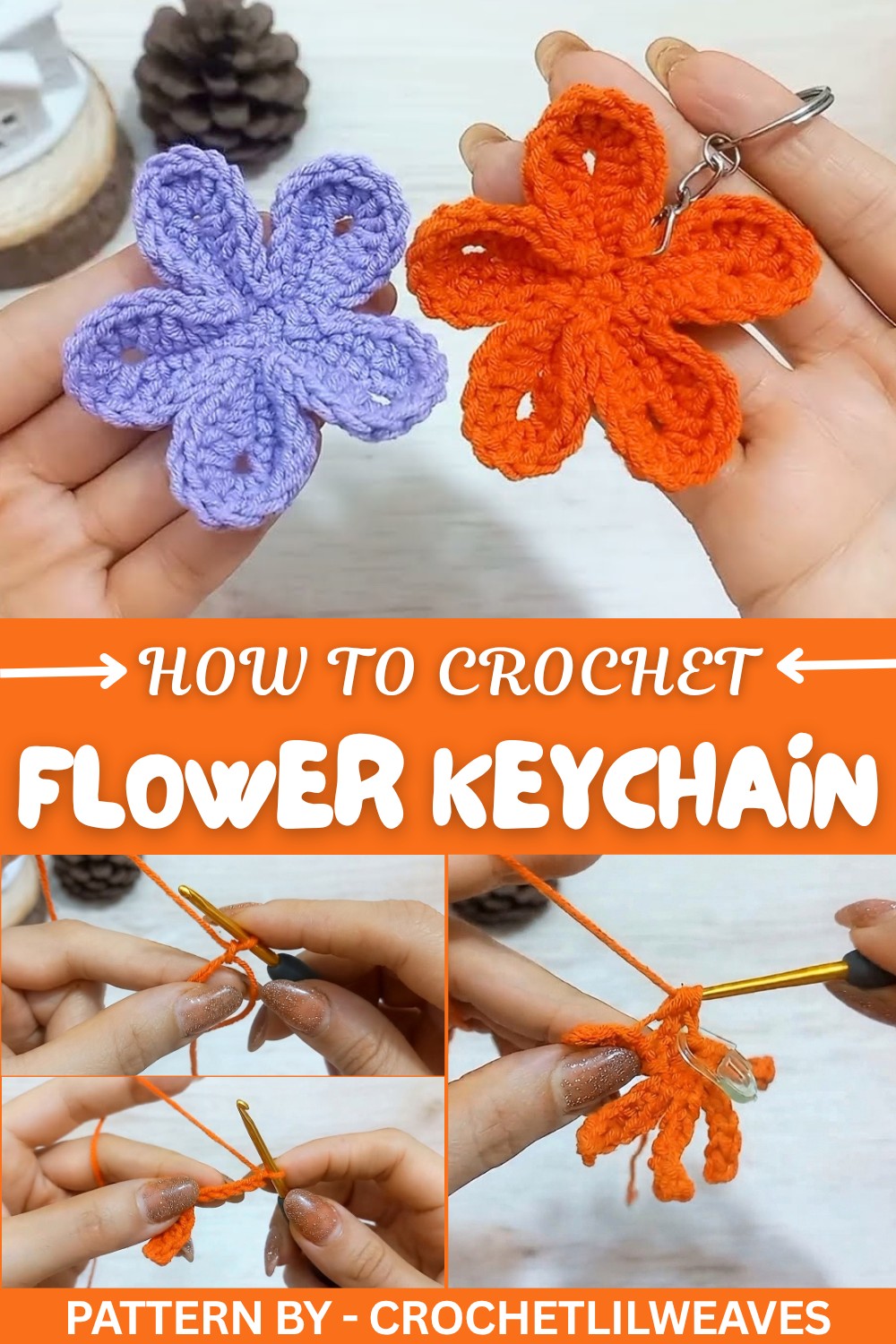 Crochet Flower Keychain Pattern