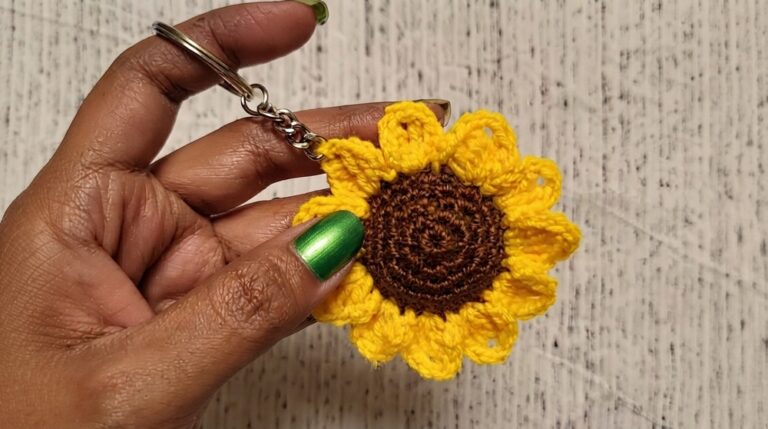 Crochet Sunflower Keychain Pattern 6