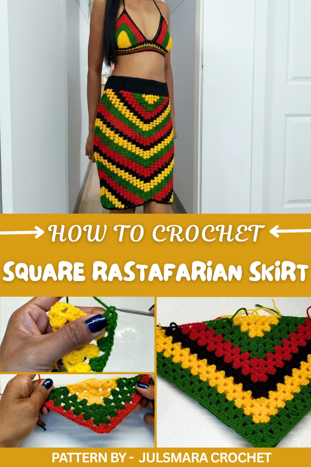 Crochet granny square Rastafarian Skirt Pattern